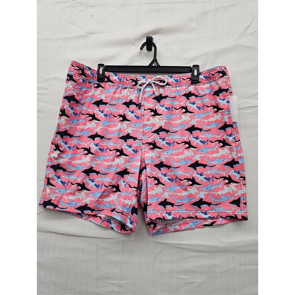 Member's Mark Mens Resort Swim Trunks Pink Shark Print XXL New ASAE251050